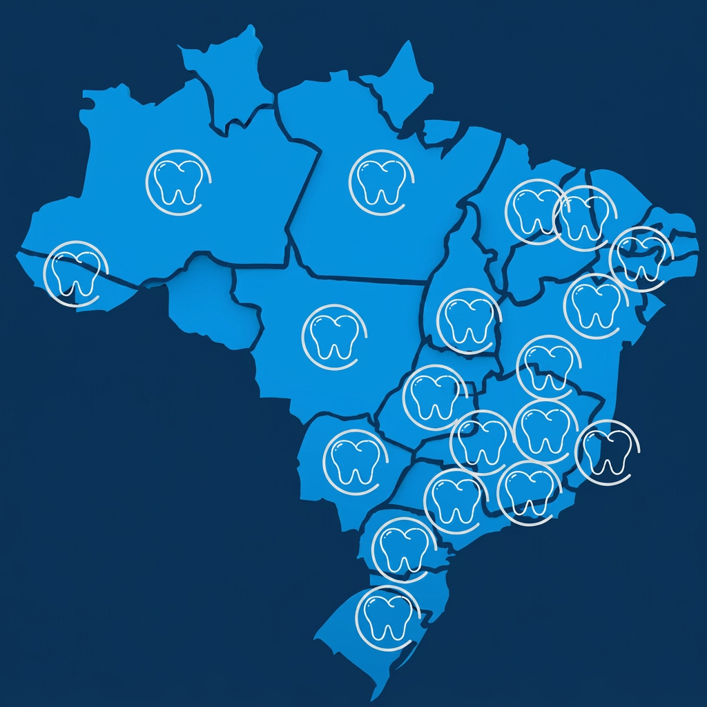 Mapa do Brasil com abrangência da rede credenciada SóciOdonto